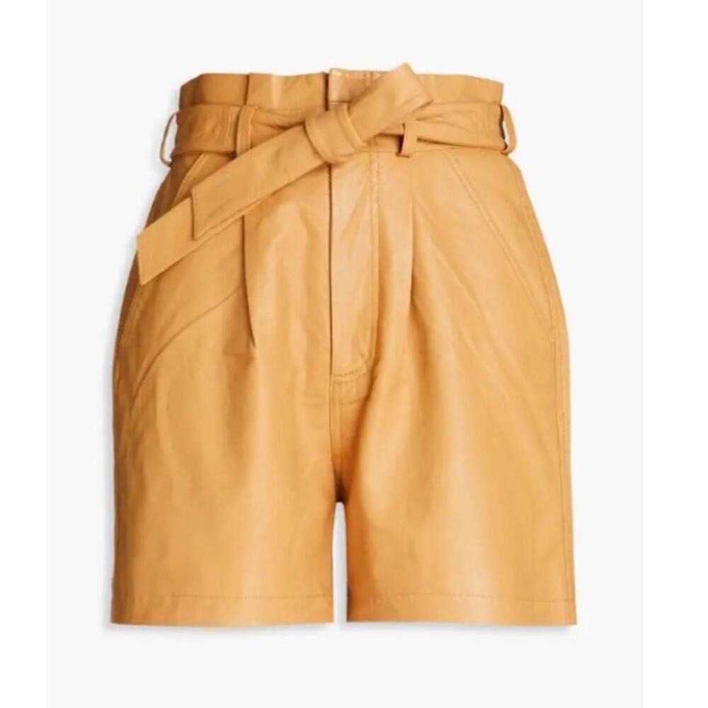 Walter Baker Velda Camel Leather Shorts size XL High Waist Paper Bag